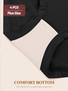 MEIYATING Set de 4 bragas tipo culotte de talle alto con control de abdomen, diseño de rosas y malla transpirable para mujer de tallas grandes