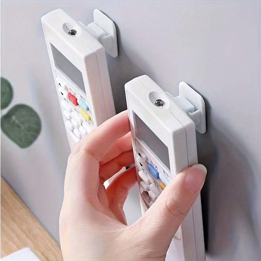 Set de 6 ganchos autoadhesivos multifuncionales, soportes para control remoto, sin taladrar y sin daños, ganchos adhesivos resistentes para control remoto, soporte para control remoto de aire acondicionado, ganchos prácticos para la pared - Blanco - Ver 1
