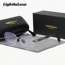 LightInLuxe Unisex Fashion Rimless Outdoor Round Plano Glasses.