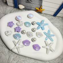 20 pezzi di bottoni decorativi per scarpe, serie estiva, con motivi di stelle marine 3D, conchiglie e onde, ideali per decorare in modo elegante scarpe, sandali e come regalo per le vacanze - Multicolore - Visualizzare 1