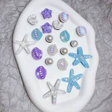 20 pezzi di bottoni decorativi per scarpe, serie estiva, con motivi di stelle marine 3D, conchiglie e onde, ideali per decorare in modo elegante scarpe, sandali e come regalo per le vacanze - Multicolore - Visualizzare 3
