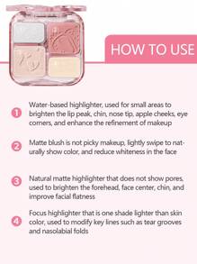 Self-Care Facial Palette Highlight And Contour Palette Matte Highlighter - VE01 Sweet Plum Pink - View 7