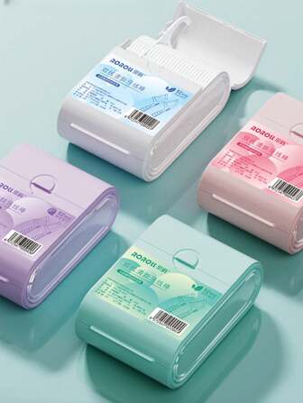 52pcs Mint Double Line Dental Floss Stick Toothpick Set In Double Layer Box, Disposable Compartmented Floss & Toothpick Storage Box