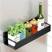 Estantería lateral de montaje en pared para refrigerador, lavadora, estantería de pared de una sola capa para especias, soporte magnético para especias, sin necesidad de perforación