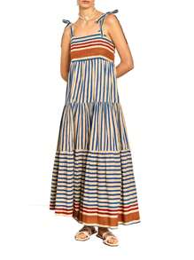 Women's Printed Plus Size Sexy Suspender Dress - Blue - View 1