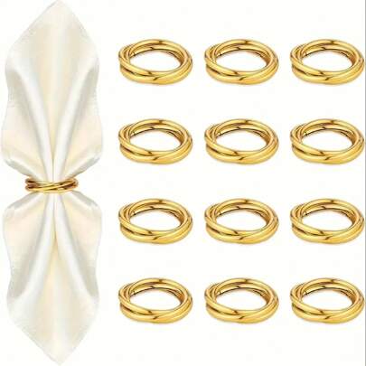12 stuks/6 stuks/3 stuks/2 stuks metalen servetringen, eenvoudige servetringringen van legering voor bruiloften, feesten, banketten, buffetten, bijeenkomsten, verjaardagen, Thanksgiving, herfst, tafeldecoratie