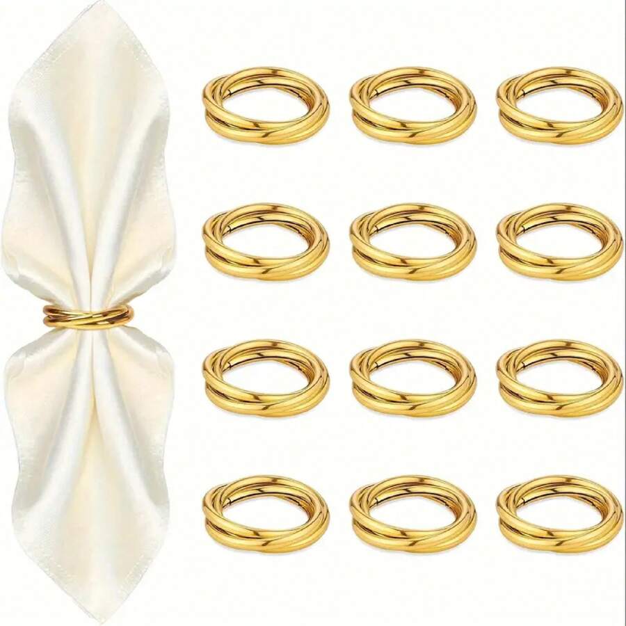 12pcs/6pcs/3pcs/2pcs Metal Napkin Rings, Simple Alloy Napkin Holder Rings For Weddings, Parties, Banquets, Buffets, Gatherings, Birthdays, Thanksgiving, Fall, Table Decor