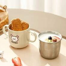 WORTHBUY 304 不锈钢水杯带手柄，可爱卡通图案双层牛奶咖啡杯，可拆卸隔热防烫饮水杯适合学生和成人在学校、办公室、户外露营、野餐时使用 - 彩色 - 查看 8