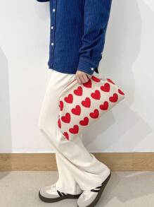 BAIZE 优雅条纹撞色手拿包 - 大容量化妆包，耐用多功能女士沙滩包，夏季钱包，优雅女士钱包，适合日常使用和节日场合，母亲节礼物，婚礼季纪念品 - 彩色 - 查看 8