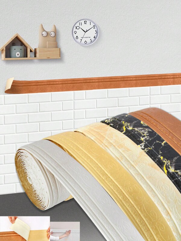 1 pieza Moldura de esquina adhesiva para pared, borde de pared decorativo para sala de estar, adhesivo personalizable