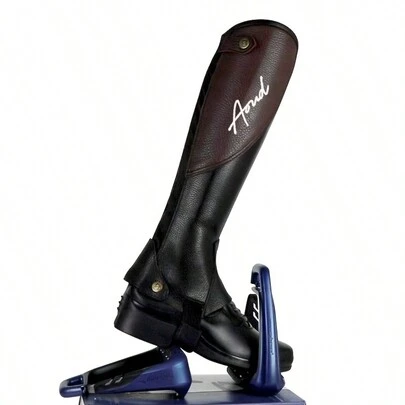 Full Leather Horse Riding Leg Guards, Suitable For Outdoor Sports And Horseback Riding, With Zipper And Elastic Band Design