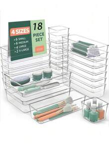 1 件/5 件套透明抽屉化妆品收纳盒、口红香水架、梳妆台护肤品收纳盒、多尺寸组合乳液样品收纳盒，适用于化妆品、浴室、办公用品、厨房用具、度假海滩、浴室收纳、卧室收纳，大容量