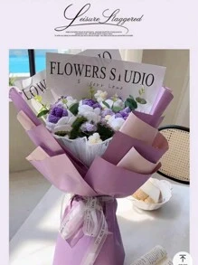 全新情人节成品针织花束“Berry Yours”纱线工艺礼物，仿针织红玫瑰花 - 多色 - 查看 10