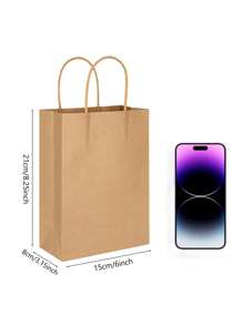 5/10个装 中号粉色/棕色牛皮纸袋，生日礼物袋，可重复使用礼品袋，派对回礼袋，婚礼礼物袋，情人节礼物袋，母亲节礼物袋，圣诞节礼物袋，新年礼物袋，斋月礼物袋 - 彩色 - 查看 4