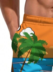 Men's 3D Summer Beach Vacation Bear Printed Beach Shorts