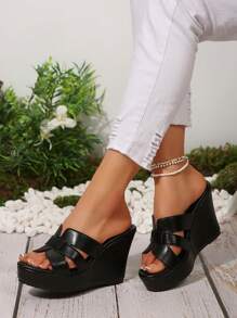 Women's Wedge Sandals, New Fashion Thick Bottom High Heel Slippers For Summer