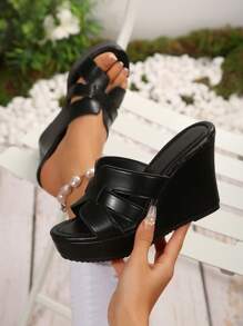 Women's Wedge Sandals, New Fashion Thick Bottom High Heel Slippers For Summer