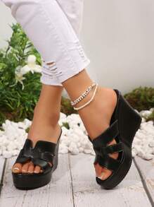 Women's Wedge Sandals, New Fashion Thick Bottom High Heel Slippers For Summer