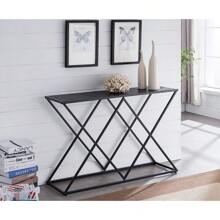 QWSDFVGB  Macon Modern Console Sofa Table, Black Metal Frame & Gray Wood - Perfect For Entryways And Living Rooms - Black Metal - Thiết kế Crisscross - Xem 1