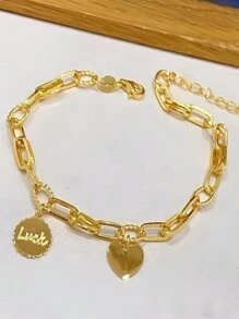 纯银LUCKY爱心圆环手链女新款时尚几何回形针设计小众轻奢手饰