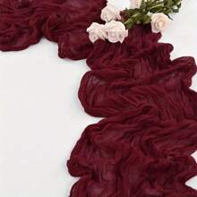 1 Pc Wine Red Cheesecloth Table Runner, 400cm Long Cheese Cloth Boho Sheer Table Cloth Suitable For Wedding, Baby Shower, Birthday, Holiday Party, Thanksgiving, Christmas Decor