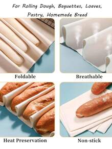 2pcs Bread Proofing Basket Cloth Liner, Rattan Baking Dough Basket Cover For Rolling Dough, Baguettes, Loaves, Pastry, Homemade Bread, Not Include Basket - Multicolor - View 12