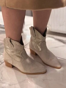 SERGIO TODZI Women Santiag Cowboy Western Boots - Silver - View 2