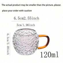 12/6/4/2pcs 100ml Transparent Mini Rose Glass Cup, Heat Resistant, Small Tea Cup, Handled Glass Cup, Coffee Cup, Suitable For Kitchen, Home Gathering, Restaurant, Club, Gift - Clear - View 2