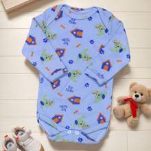 Body para Bebê Manga Longa Estampadinho Happy Dog Azul - Azul - Visão 1