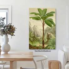 Impresión artística botánica de palmera - Póster de lienzo antiguo, Estilo clásico art decó moderno, Decoración para hogar, oficina, baño, sala de estar, dormitorio, restaurantes - Interior y exterior, tema paisajístico para todas las estaciones - Sin marco - Ver 5