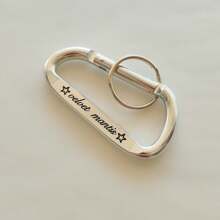 Personalized Carabiner - Engraved Anniversary Gift - Customized Carabiner - Silver Customized Carabiner. Outdoor Gift (Suitable For Boyfriend) - Valentine's Day Gift - Outdoor Gift (Suitable For Father). Durable, Stainless Steel, Colorful, Cute, Adorable, Fun, Kawaii, Millennium Style, Fashionable, Unisex, Casual, Customized, Personalized, Unique, Exclusive ,Tops For Women - Multicolor - View 2