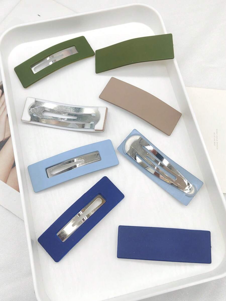 1 Pair Matte Solid Color Side Bangs Hair Clips, Women's Barrette Hair Accessories