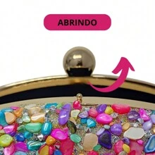 Clutch Bag With Colorful Stones For Weddings, Bridesmaids, Crossbody - Multicolor - View 4