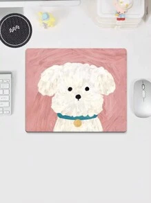 1pc Minimalist Puppy Pattern Mini Mouse Pad, Cute Cartoon Oil Painting Style, Small Size Convenient Office Mousepad For Lady