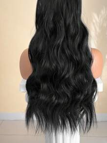 夹式接发黑色 24 英寸 4 件套 长款天然水波耐热纤维合成假发 适合女士女孩派对日常使用 - 黑色 - 查看 9