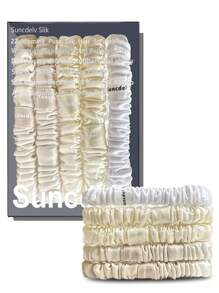 6个装 100% 纯桑蚕丝发圈，真丝发绳，马尾辫发圈，纯色天然发饰，发圈，发绳，头饰