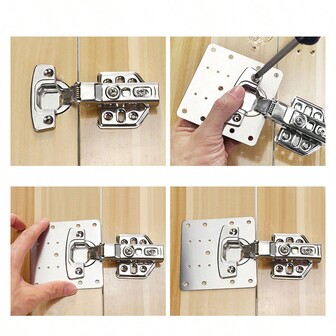 1pc Reinforcement Hinge Fixing Plate, Stainless Steel Hinge Installation Plate For Cabinet Door Hinges Repair