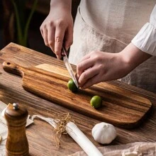 1 pieza, Tabla de cortar, Tabla de cortar de madera, Bloque carnicero, Tabla de queso y chacinería, Tabla de chacinería para carne, queso, pan, verduras y frutas, Tabla de cortar con mango para el hogar, dormitorio, utensilios de cocina, regalos de Acción de Gracias, Navidad, Halloween y vuelta al colegio
