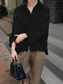 Women's French Solid Color Long Sleeve Business Interview Commuting Leisure Relaxation Simple Temperament Elegant Spring Summer Autumn Shirt