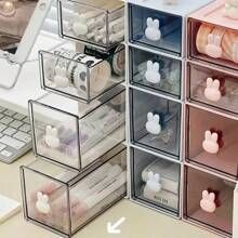 Rabbit Kawaii Desktop Organizer Office Transparent Drawer Student Desk Stationery And Sundry Storage Shelf Pen Holder Stationery