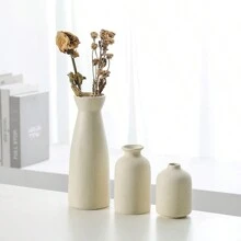 1-3pcs Ceramic Vase Set, Trumpet Mouth Design With Wide Body, Suitable For Flower Display, Living Room Decor, Corner Display, Dining Table Center Piece, Compatible With Dried Flowers, Modern Scandinavian Style Frosted Exhibition Vase, Multiple Colors Available Gifts Birthday Graduation Home Decor Flower Vase Glass Vase