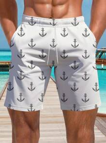 Men's 3D Summer Rudder Printed Beach Shorts - Multicolor - View 3