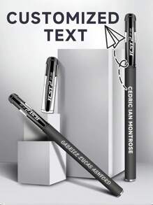 Personalizowany czarny długopis kulkowy, cienka końcówka 0,5 mm, czarny tusz - idealny do biura i szkoły, odpowiedni do reklamy, promocji, prezentów, artykułów papierniczych, artykułów szkolnych, nagród za aktywność szkolną, prezentów na Dzień Nauczyciela, przedsiębiorstw, centrów handlowych, promocji biura, nagród i wyróżnień