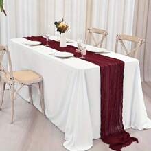 1 Pc Wine Red Cheesecloth Table Runner, 400cm Long Cheese Cloth Boho Sheer Table Cloth Suitable For Wedding, Baby Shower, Birthday, Holiday Party, Thanksgiving, Christmas Decor