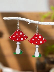Mushroom & Moon Drop Earrings - Multicolor - View 12