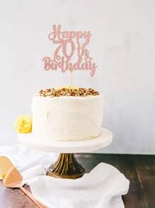 1pc Rose Gold Happy 18th/21st/30th/40th/50th/60th/70th/80th Birthday Cake Topper, Suitable For Birthday Party Anniversary Cake Decor