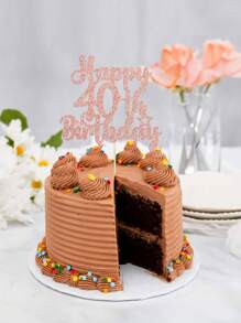 1pc Rose Gold Happy 18th/21st/30th/40th/50th/60th/70th/80th Birthday Cake Topper, Suitable For Birthday Party Anniversary Cake Decor