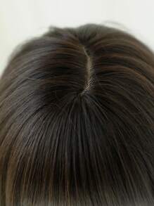 7JHH WIGS Short Black Bob Wig With Bangs,Dark Brown Shoulder Length Wigs Natural Synthetic Heat Resistant Fiber Layered Curly Wigs For Women Daily School Use 16 Inch