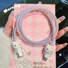 Sanrio Conjunto de 2 en 1 de protector de cable y cargador de Sanrio Hello Kitty - Diseño de alta calidad sin batería, compatible con adaptador de cargador de 12-16 de 20W