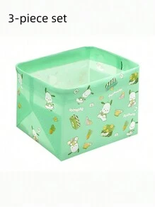 Sanrio 3pcs Sanrio Pom Pom Purin, Hello Kitty & Friends Folding Storage Box Set - Adorable Fabric Storage Boxes, Suitable For Socks, Clothes, Stationery, Mixed Colors Kuromi And My Melody Designs - Ideal For Home And Office, Sock Drawer Organizer, Perfect Gift For Moms And Wives